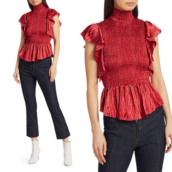 cinq a sept Tops - Cinq a Sept Kimiko Smocked Silk Top